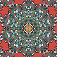 Seamless mandala on red background Vintage tribal element