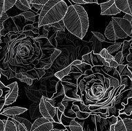 seamless monochrome pattern of black and white roses