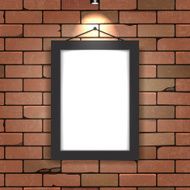 Frame with illumination on a brick wall Vector illustration