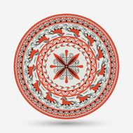 Plate in style Mezen Vector illustration
