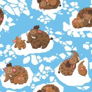 Stylish childish seamless pattern with mammoths in vector