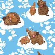 Stylish kids seamless pattern with mammoths in vector