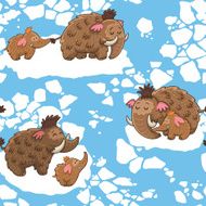 Cartoon pattern with mammoths