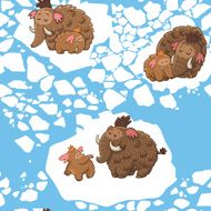 Cartoon pattern with mammoths N2