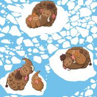 Cartoon pattern with mammoths N3