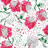 seamless roses ornament in a linear triangular style
