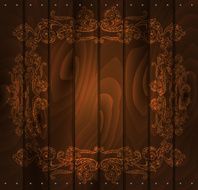 Floral frame on wood background