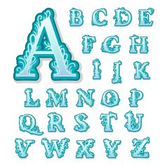 Floral volume glossy font Vector illustration N2