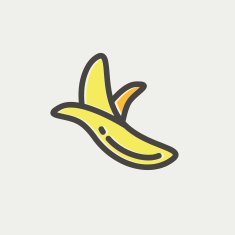 Peeled banana thin line icon N2