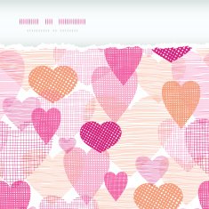 Textured fabric hearts torn horizontal seamless background
