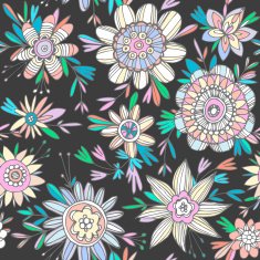 seamless colorful floral pattern in cartoon stile