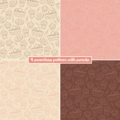 Set of four seamless pattern with sweets N2