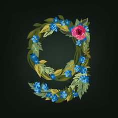 letter Flower alphabet Colorful font Lowercase N5