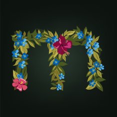 letter Flower alphabet Colorful font Lowercase N10