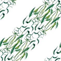 Watercolor seamless pattern with grass Hand painting N3
