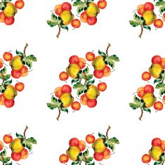 Seamless pattern with red apples and leaves Vector illustration N5