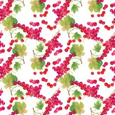 Watercolor seamless pattern with branches rowan berry N2