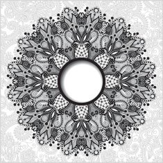 grey floral round pattern in Ukrainian oriental ethnic style