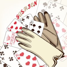 Fashion background with gloves and playing cards N2
