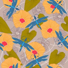 Summer floral seamless background Vector illustration