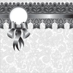 grey ornamental background with flower ribbon N3