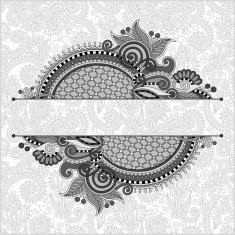 grey vintage floral ornamental template on flower background
