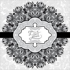 grey vintage floral ornamental template on flower background N2