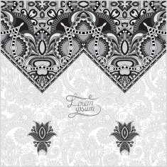 grey oriental decorative template for greeting card in a folk N2
