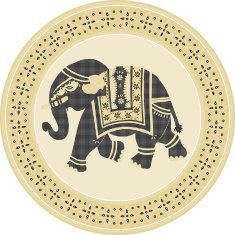 Indian batik style elephant in circle frame
