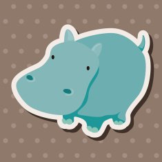 animal hippo cartoon theme elements N14