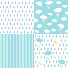 Seamless pattern Rain and Clouds