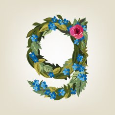 letter Flower alphabet Colorful font Lowercase N17