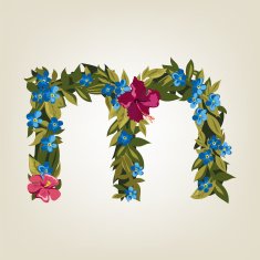 letter Flower alphabet Colorful font Lowercase N23