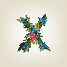 letter Flower alphabet Colorful font Lowercase N26