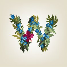 letter Flower alphabet Colorful font Lowercase N27