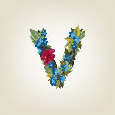 letter Flower alphabet Colorful font Lowercase N28