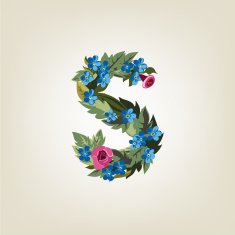 letter Flower alphabet Colorful font Lowercase N30