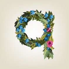 letter Flower alphabet Colorful font Lowercase N32