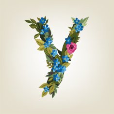 letter Flower alphabet Colorful font Lowercase N33