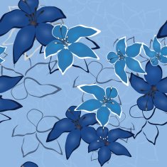 Blue vector seamless flower background pattern
