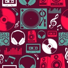 Dj music icons seamless pattern