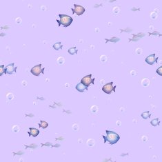 Vector seamless pattern with bubbles and fishes