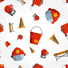 Color vector seamless pattern firefighter equipment Flat icon b N3
