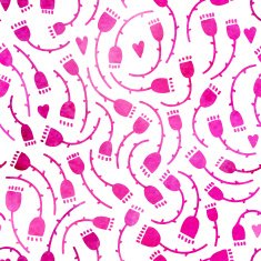 Seamless watercolor pattern of hand drawn pink flowers