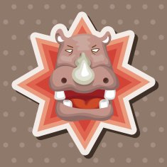 animal hippo cartoon theme elements N15