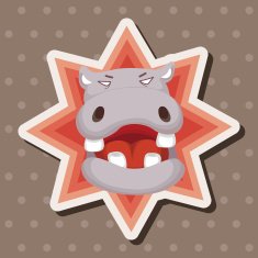 animal hippo cartoon theme elements N16