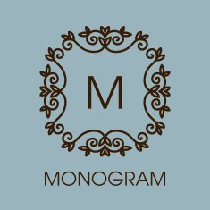 Monogram design Vector floral outline frame or borde