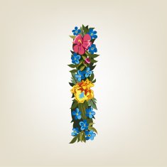 I letter Flower capital alphabet Colorful font Uppercase
