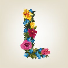 L letter Flower capital alphabet Colorful font Uppercase