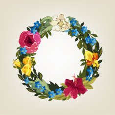 O letter Flower capital alphabet Colorful font Uppercase
